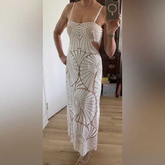 Jonathan Simkhai Jamie Dress White Fossil Guipure Lace Wedding Party LWD Size 12 - Picture 15 of 16